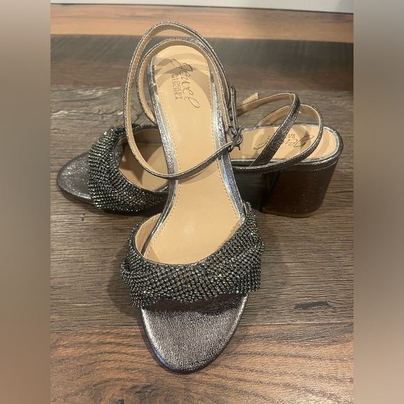 Jewel Badgley Mischka Ansley Metallic Mesh Block Heel; Size 8.5 - Picture 6 of 9